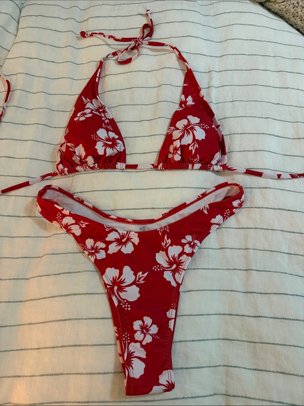 Red Floral Bikini Set